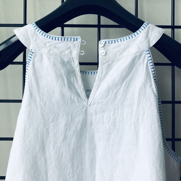 Lucky Brand New Short Linen Dress Size S White A-Line Embroidered - Picture 7 of 10